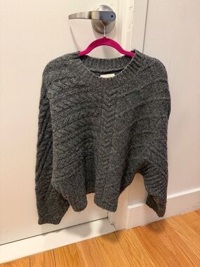 Abercrombie & Fitch Charcoal Cable Knit Crew Sweater